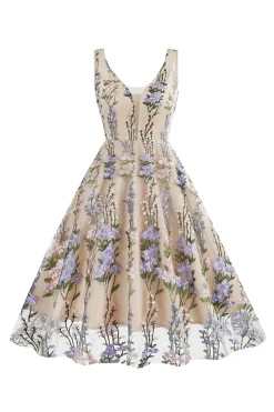 Preto Vestido dos anos 1950 com Bordado