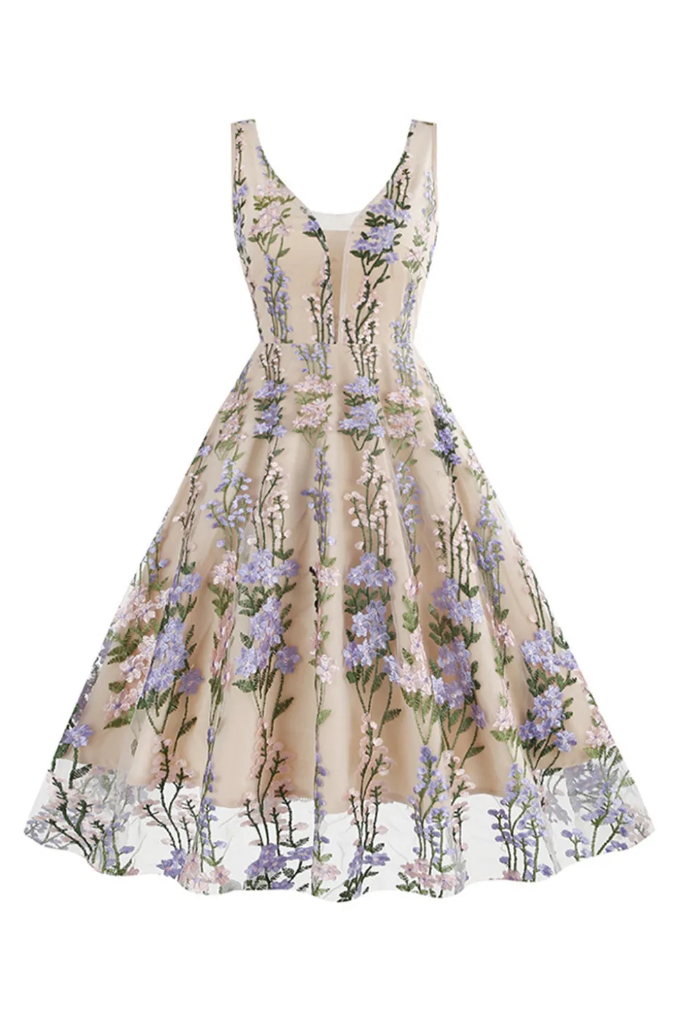 Preto Vestido dos anos 1950 com Bordado