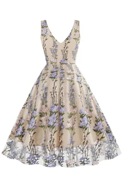 Preto Vestido dos anos 1950 com Bordado