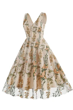 Preto Vestido dos anos 1950 com Bordado