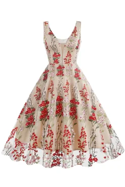Preto Vestido dos anos 1950 com Bordado