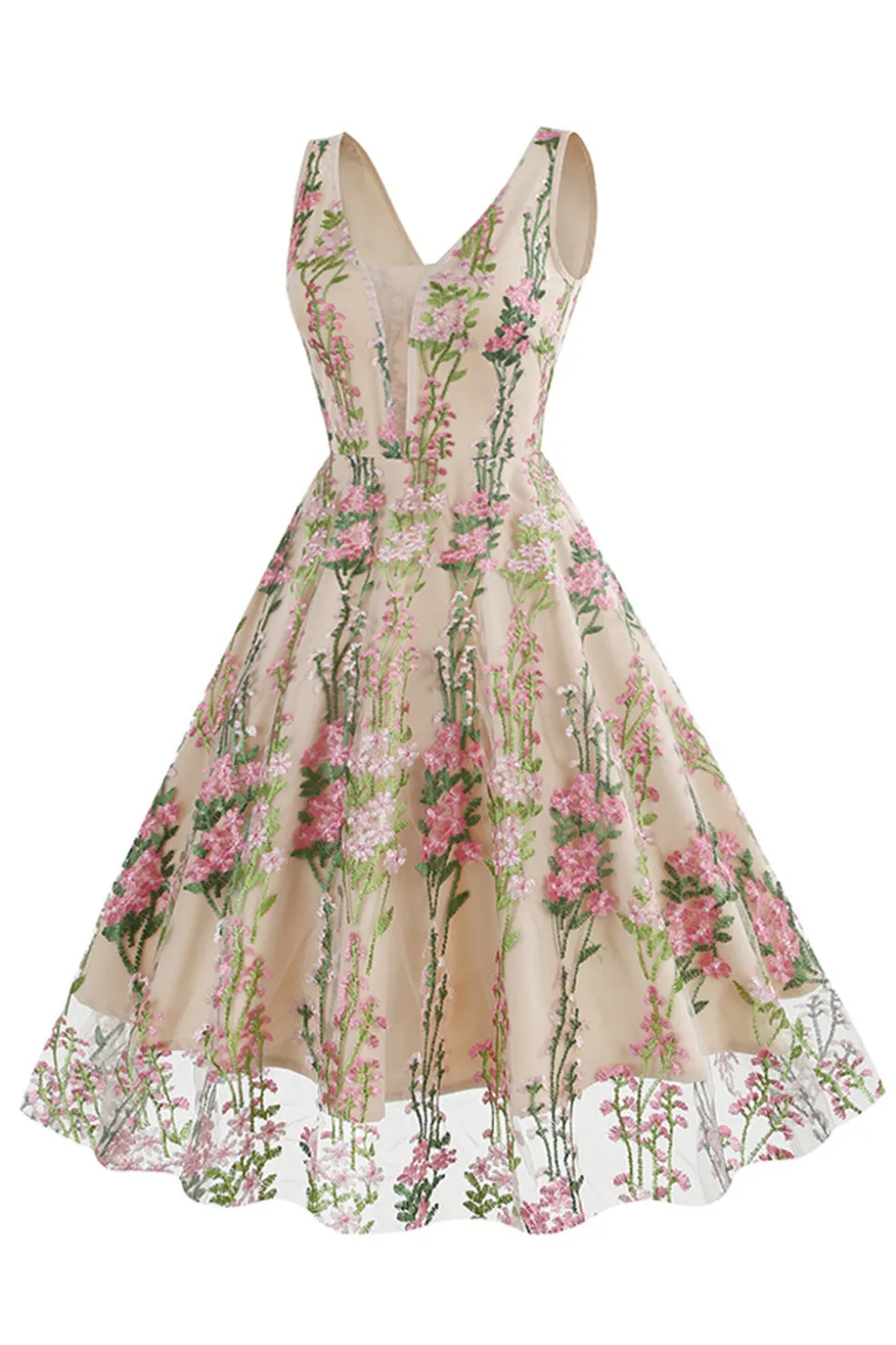 Preto Vestido dos anos 1950 com Bordado