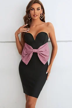 Preto Vestido Formal com Arco