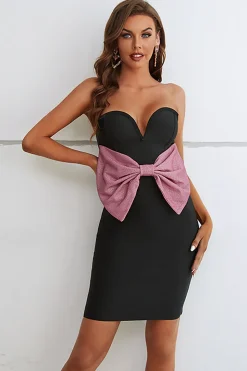 Preto Vestido Formal com Arco