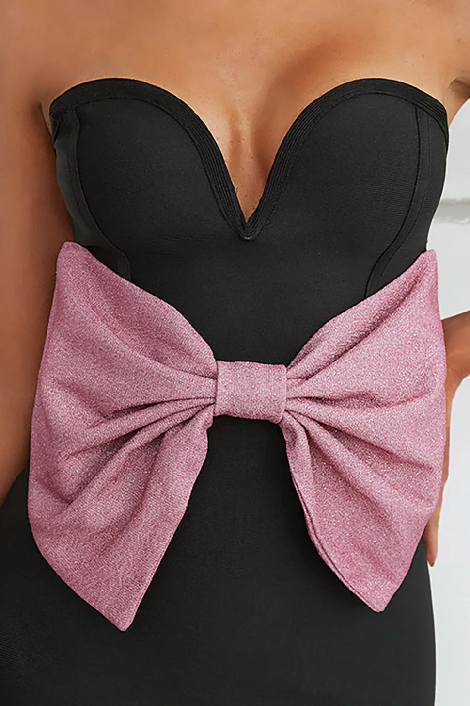 Preto Vestido Formal com Arco