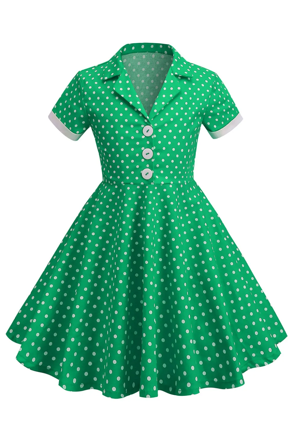 Preto Vintage Pontos de Polka Vestido de Menina