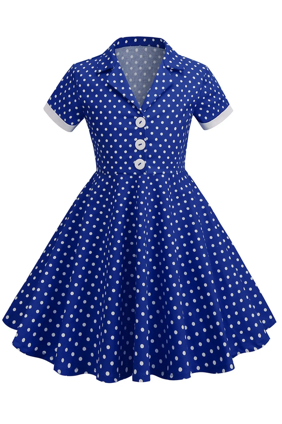 Preto Vintage Pontos de Polka Vestido de Menina