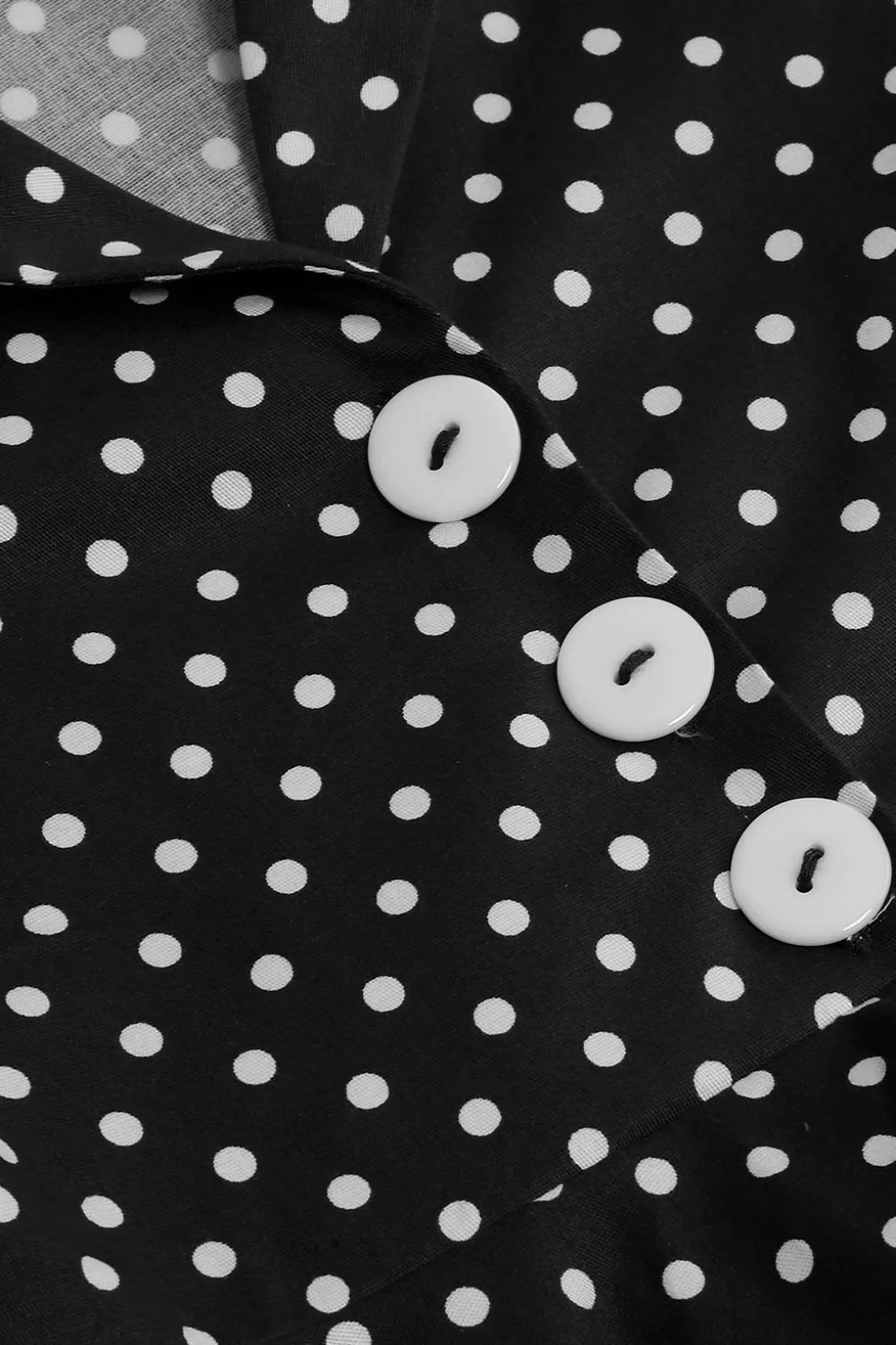 Preto Vintage Pontos de Polka Vestido de Menina