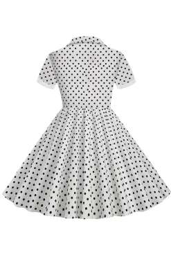 Preto Vintage Pontos de Polka Vestido de Menina