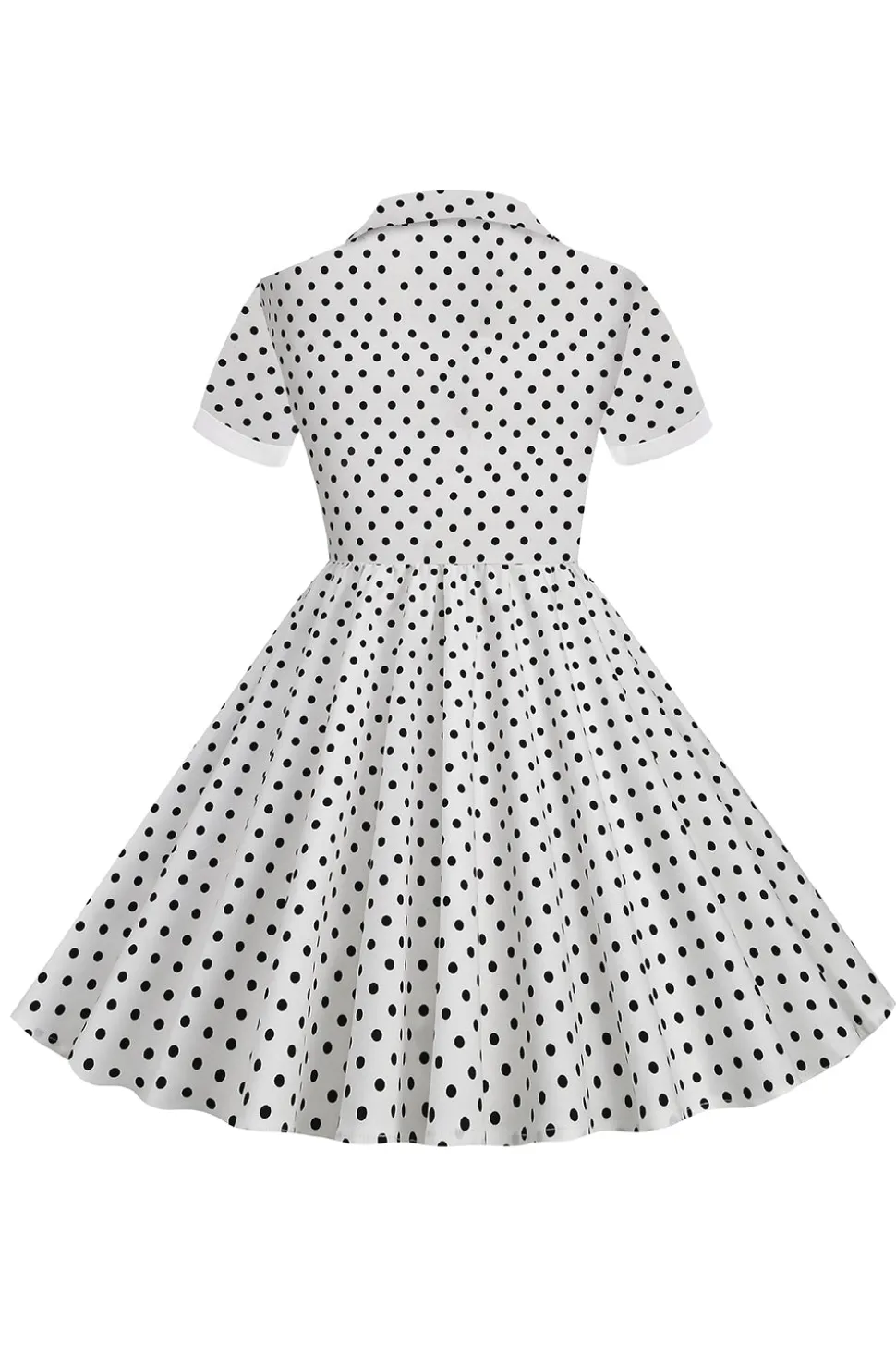 Preto Vintage Pontos de Polka Vestido de Menina