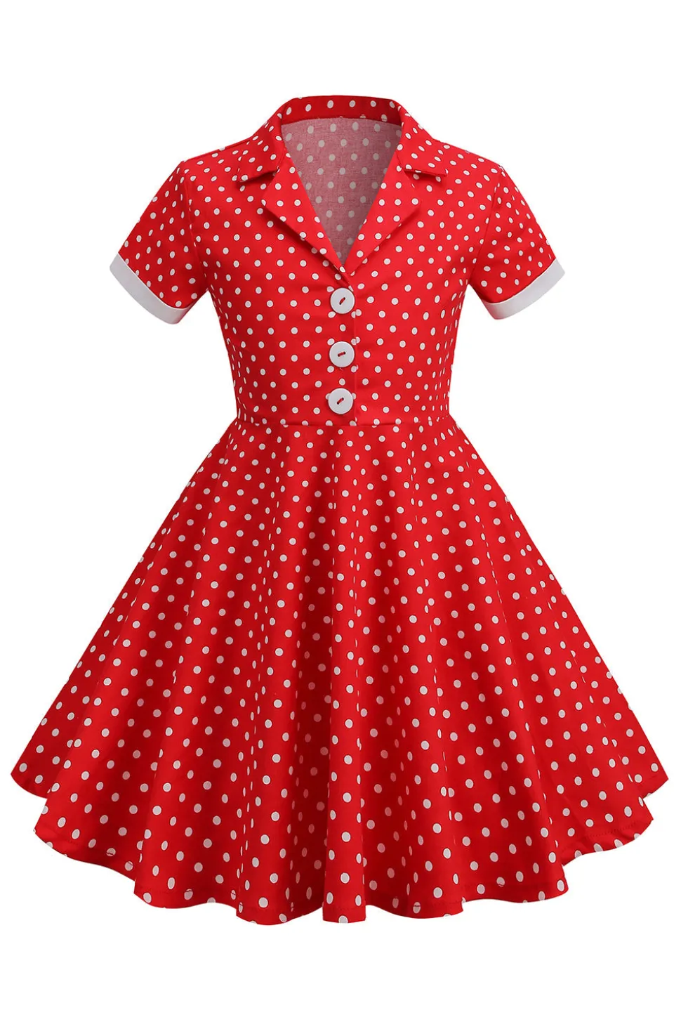 Preto Vintage Pontos de Polka Vestido de Menina