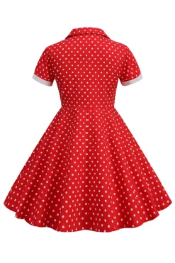 Preto Vintage Pontos de Polka Vestido de Menina