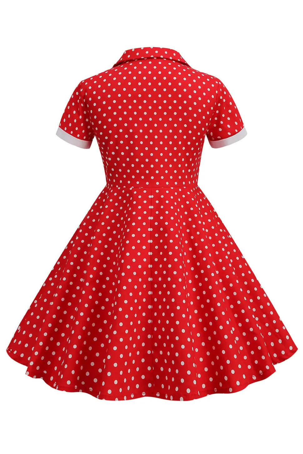 Preto Vintage Pontos de Polka Vestido de Menina