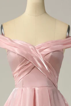 Princesa A Linha Fora do Ombro Grey Blue Prom Party Dress