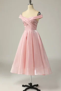 Princesa A Linha Fora do Ombro Grey Blue Prom Party Dress