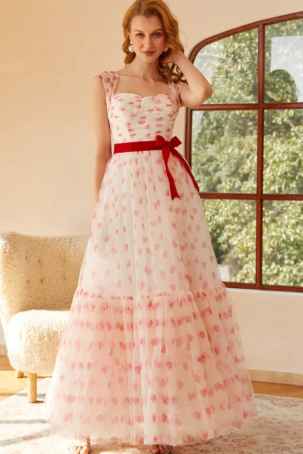 Princesa A Linha Querida Longa Vestido de Baile com Bowknot
