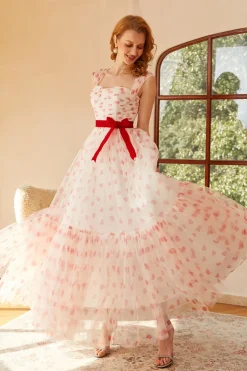 Princesa A Linha Querida Longa Vestido de Baile com Bowknot