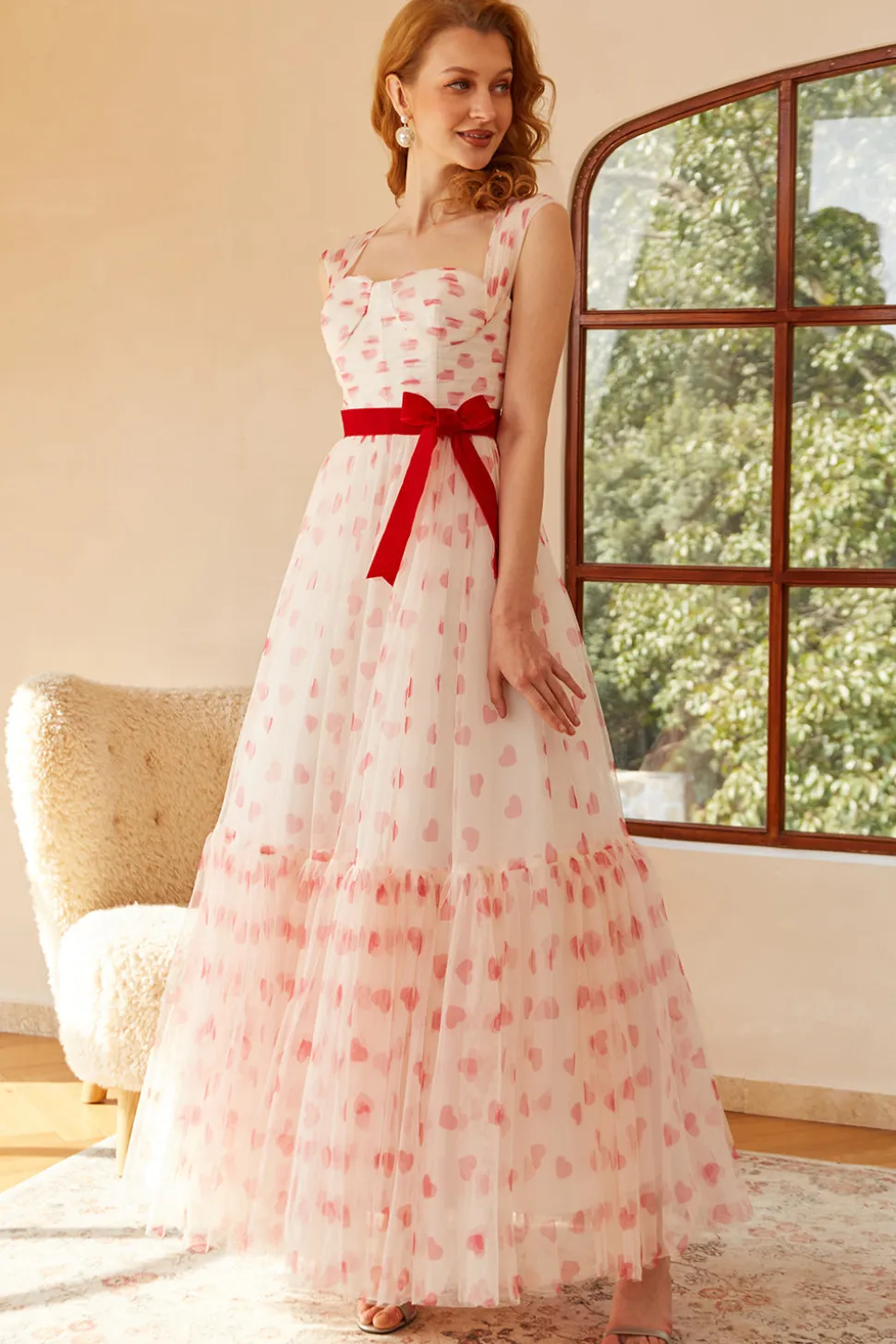 Princesa A Linha Querida Longa Vestido de Baile com Bowknot