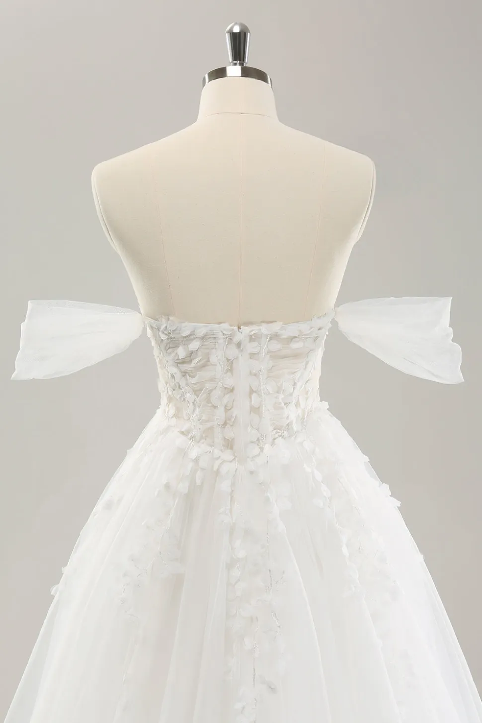 Princesa fora do ombro varrer trem tule espartilho vestido de noiva com apliques