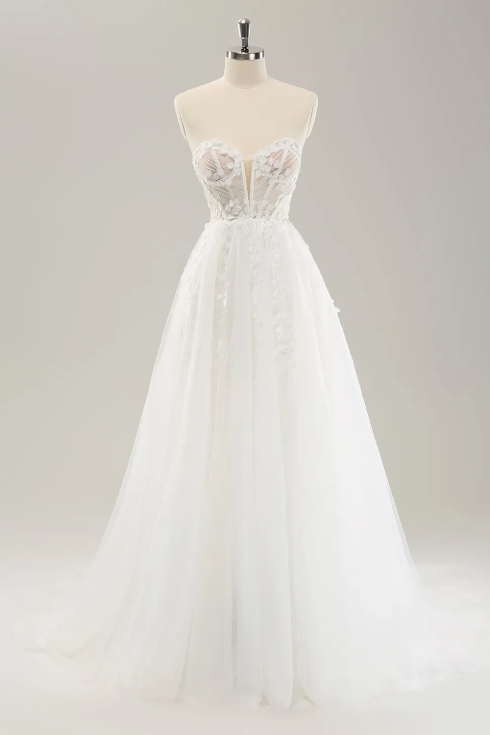Princesa fora do ombro varrer trem tule espartilho vestido de noiva com apliques