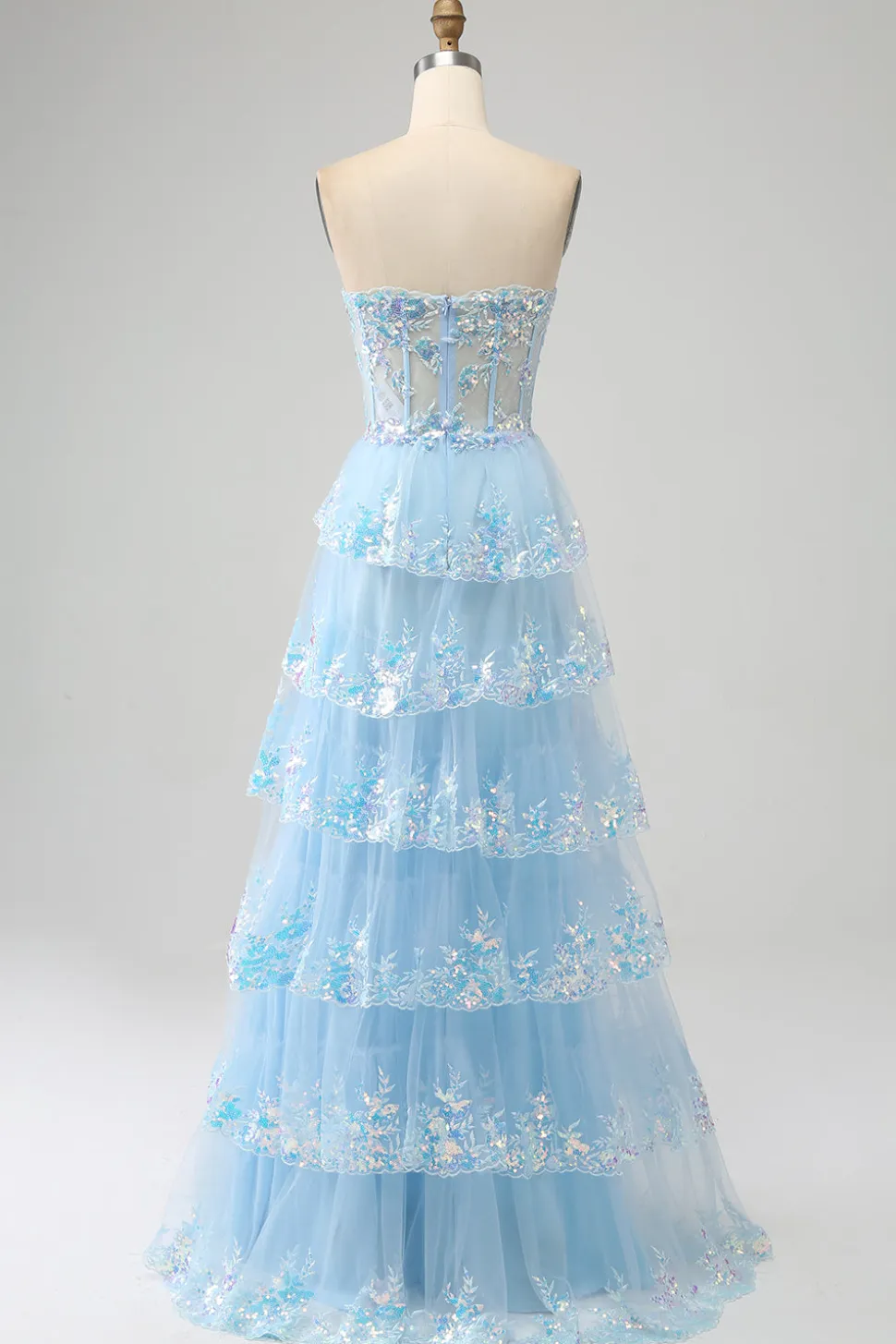 Princesa Uma linha querida lavanda espartilho vestido de baile com renda em camadas
