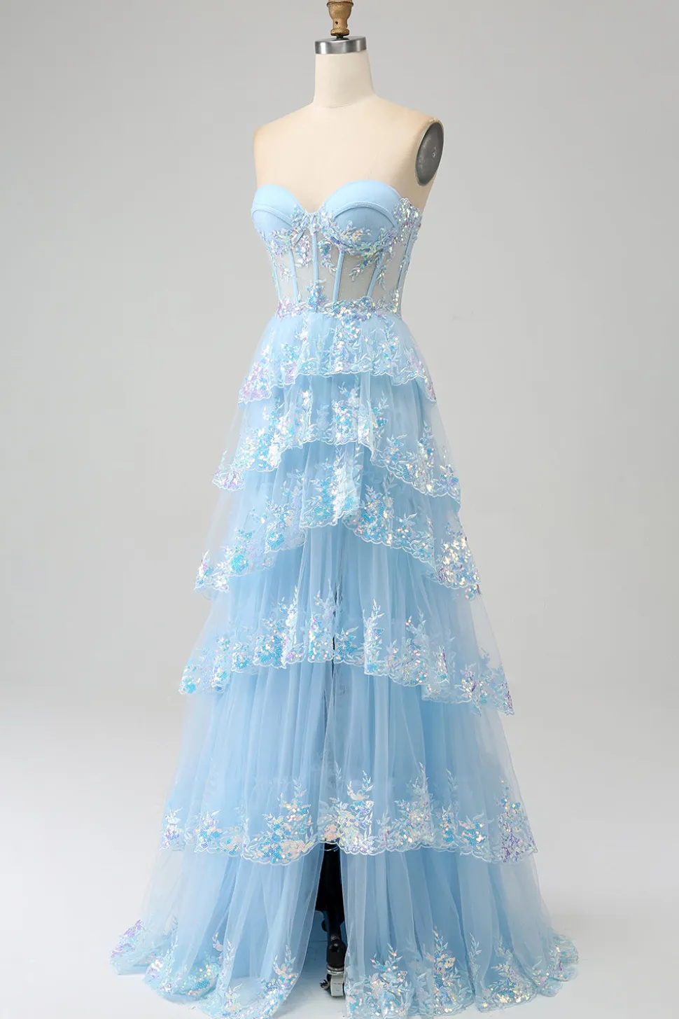 Princesa Uma linha querida lavanda espartilho vestido de baile com renda em camadas