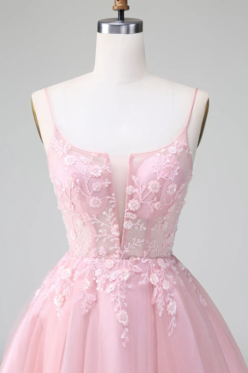 Princess Blush Applique Tulle Uma Linha Vestido Curto Homecoming