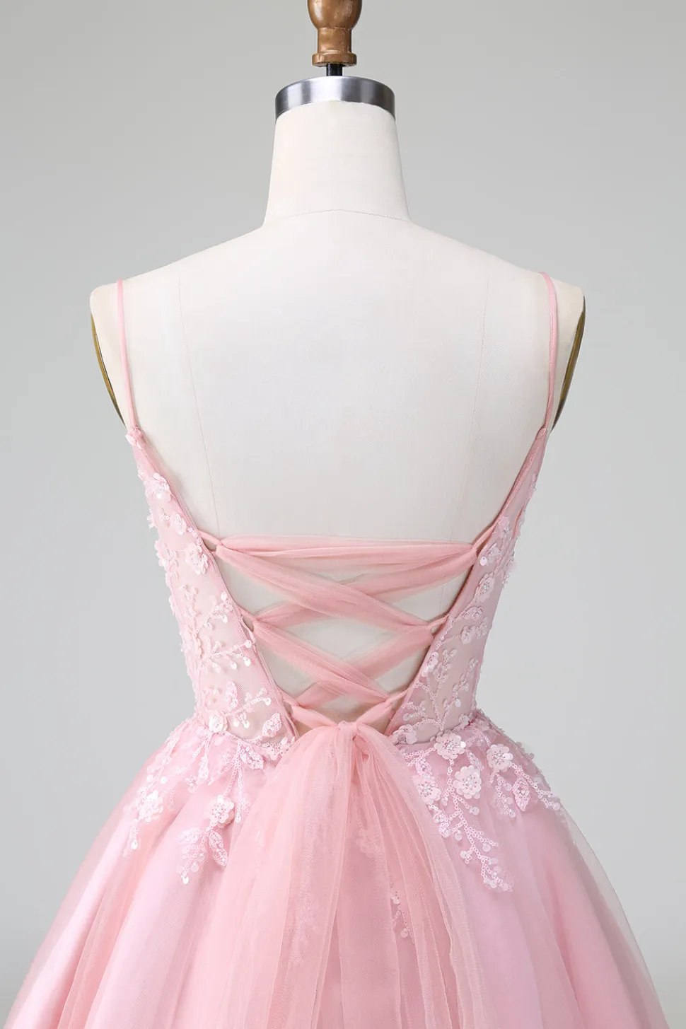 Princess Blush Applique Tulle Uma Linha Vestido Curto Homecoming