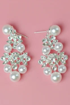 Pérola Rhinestone Pingente Colar Brincos Tiara Conjunto de joias