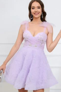 Púrpura A Line Vestido Cocktail Sem Mangas