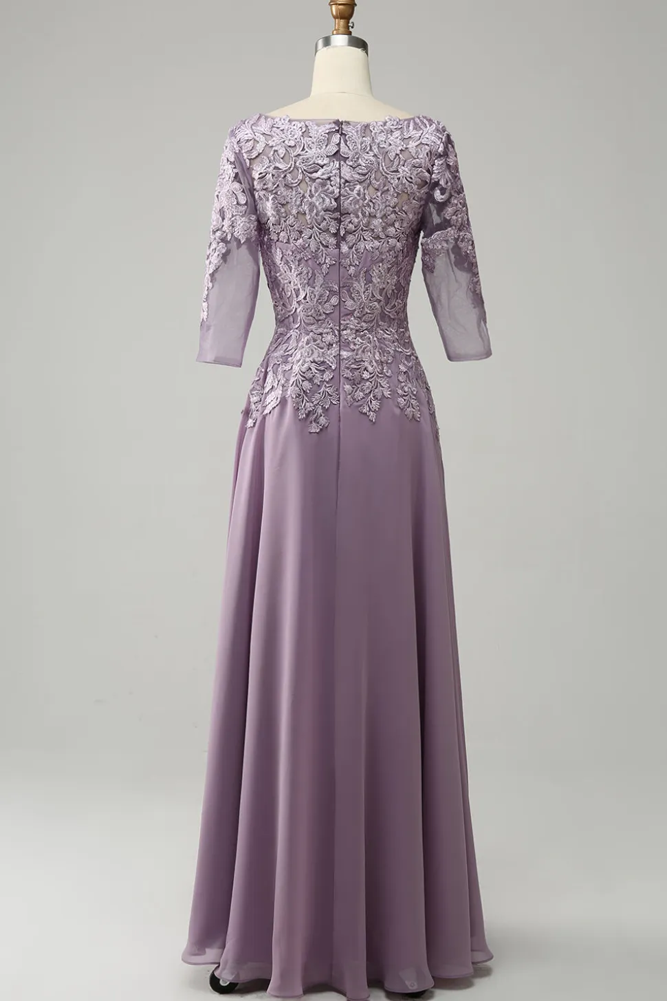 Púrpura Chiffon Vestido Mãe de Noiva com Renda