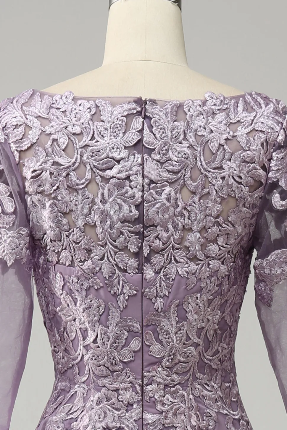 Púrpura Chiffon Vestido Mãe de Noiva com Renda