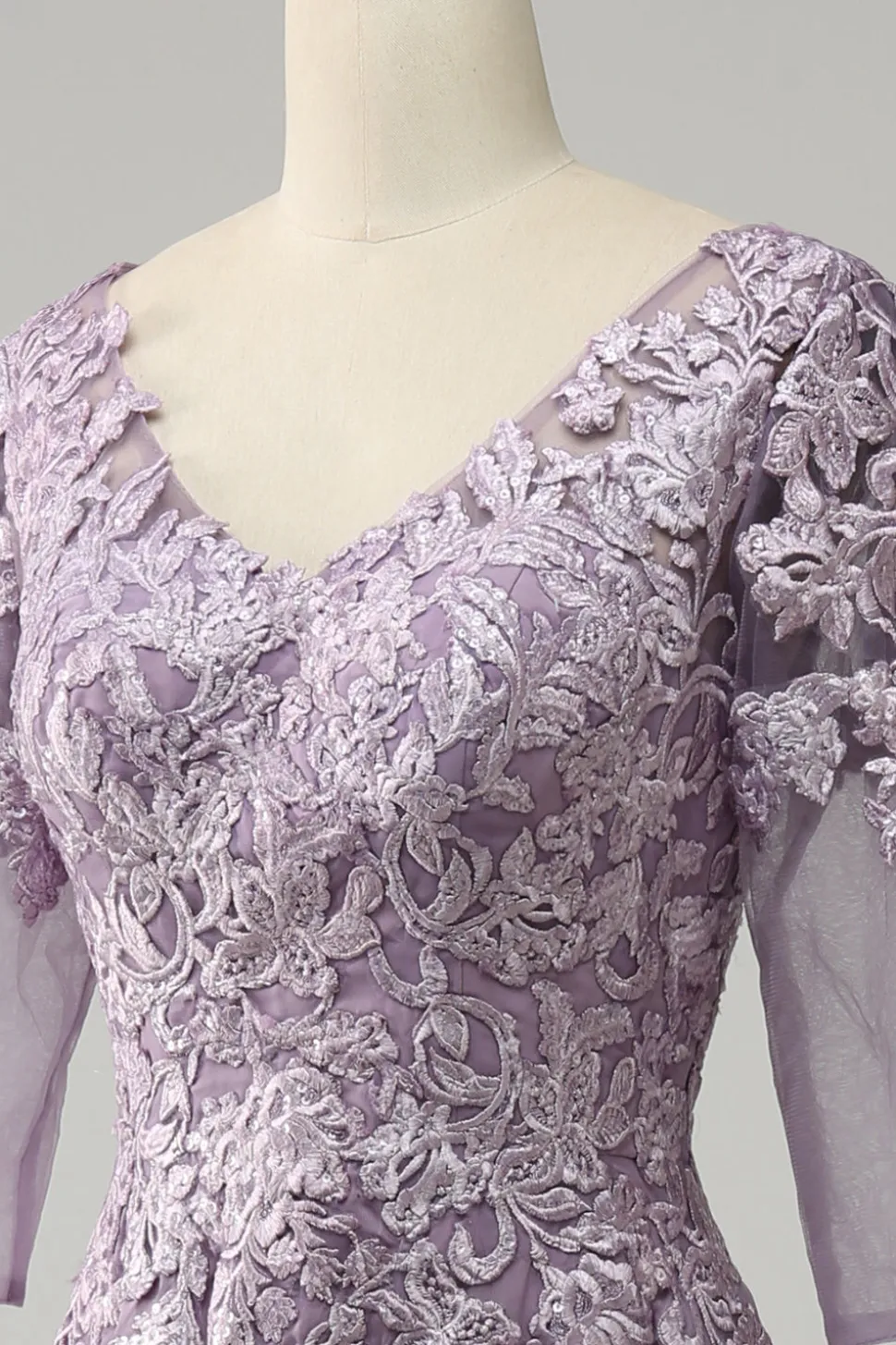 Púrpura Chiffon Vestido Mãe de Noiva com Renda