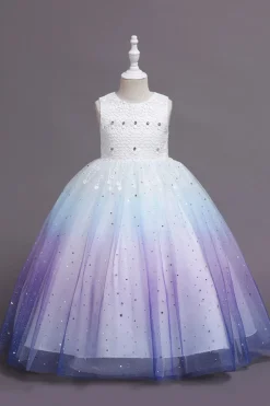 Púrpura Sem Mangas Vestido de Menina