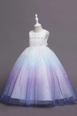 Púrpura Sem Mangas Vestido de Menina