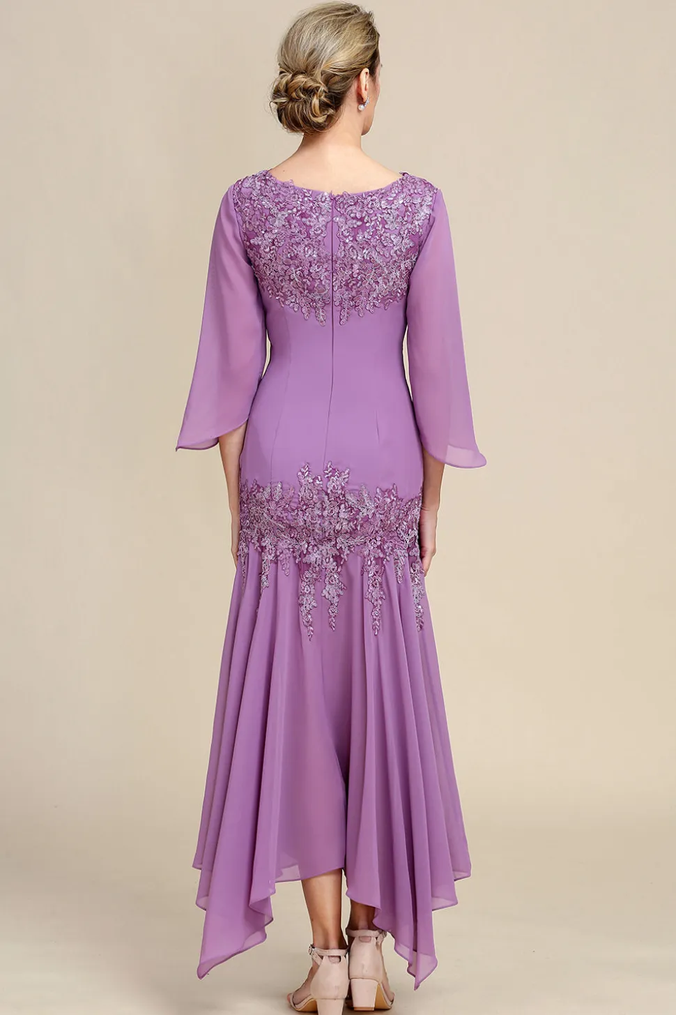 Púrpura Sereia Chiffon Vestido Mãe de Noiva