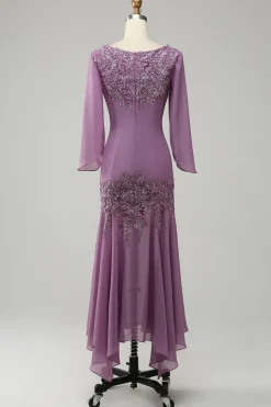 Púrpura Sereia Chiffon Vestido Mãe de Noiva