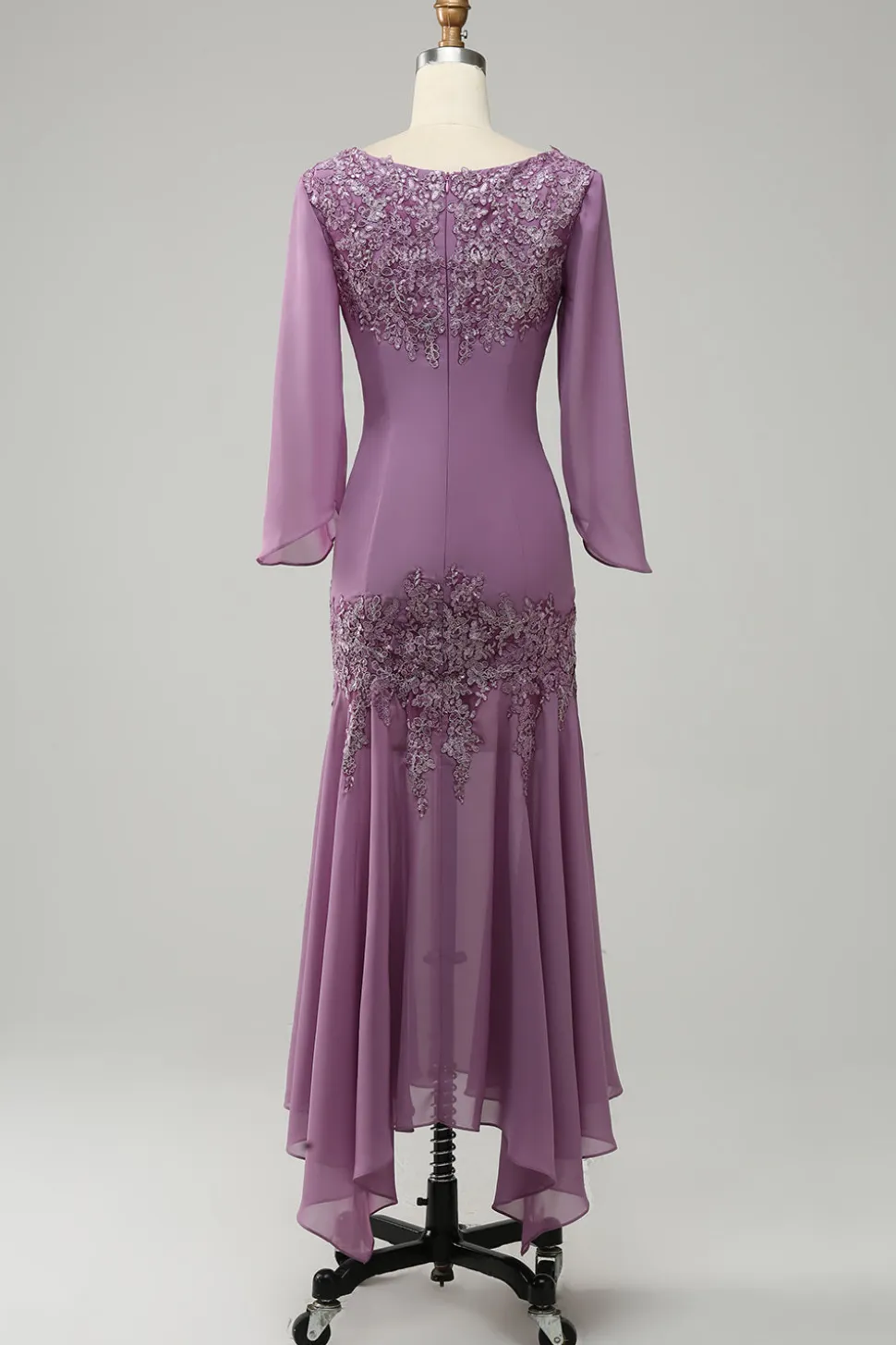 Púrpura Sereia Chiffon Vestido Mãe de Noiva