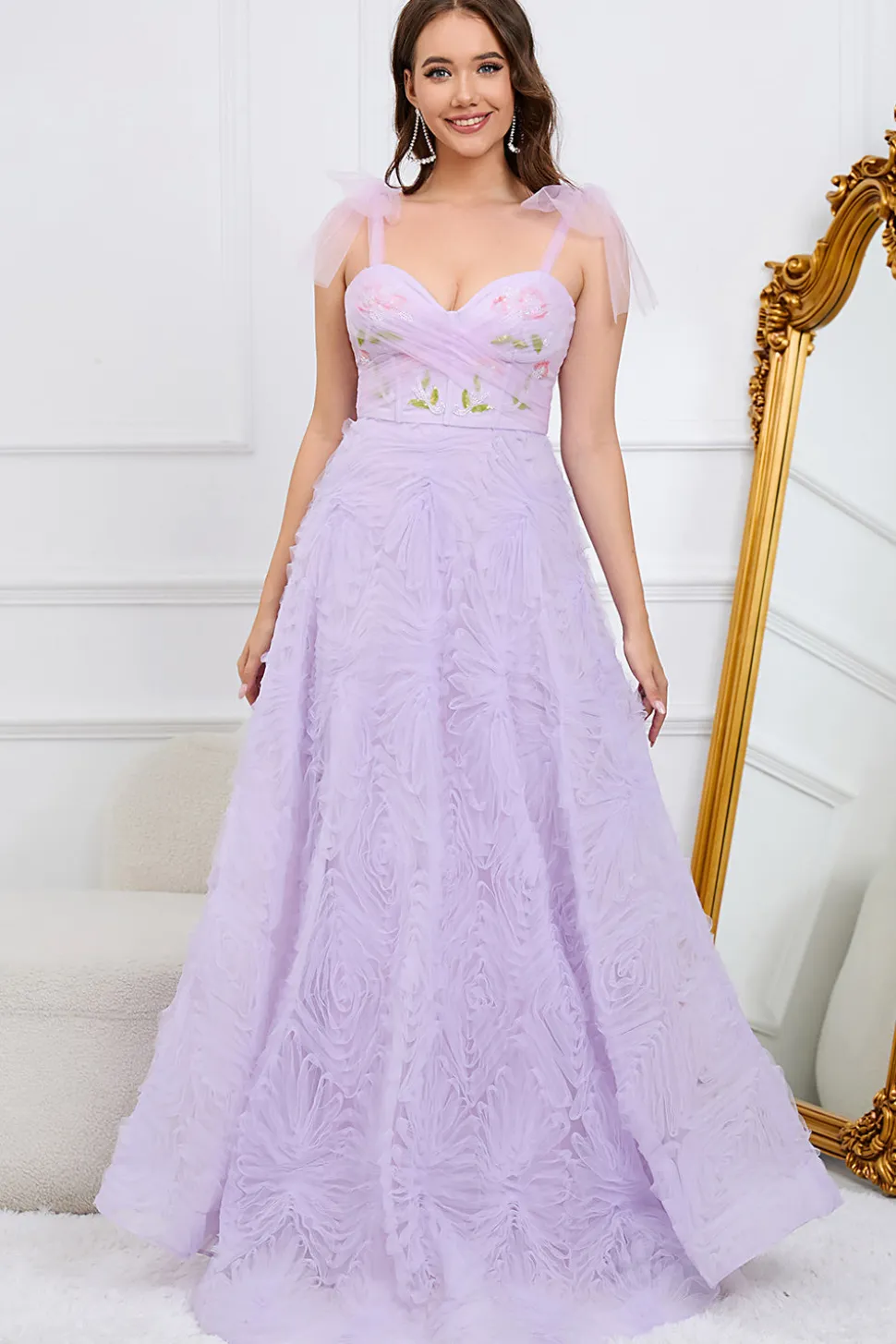 Púrpura Vestido de Festa Com Bordado