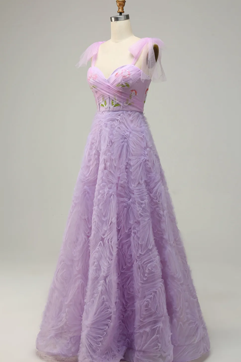 Púrpura Vestido de Festa Com Bordado
