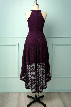 Púrpura Vestido de Renda Midi