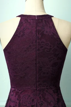 Púrpura Vestido de Renda Midi