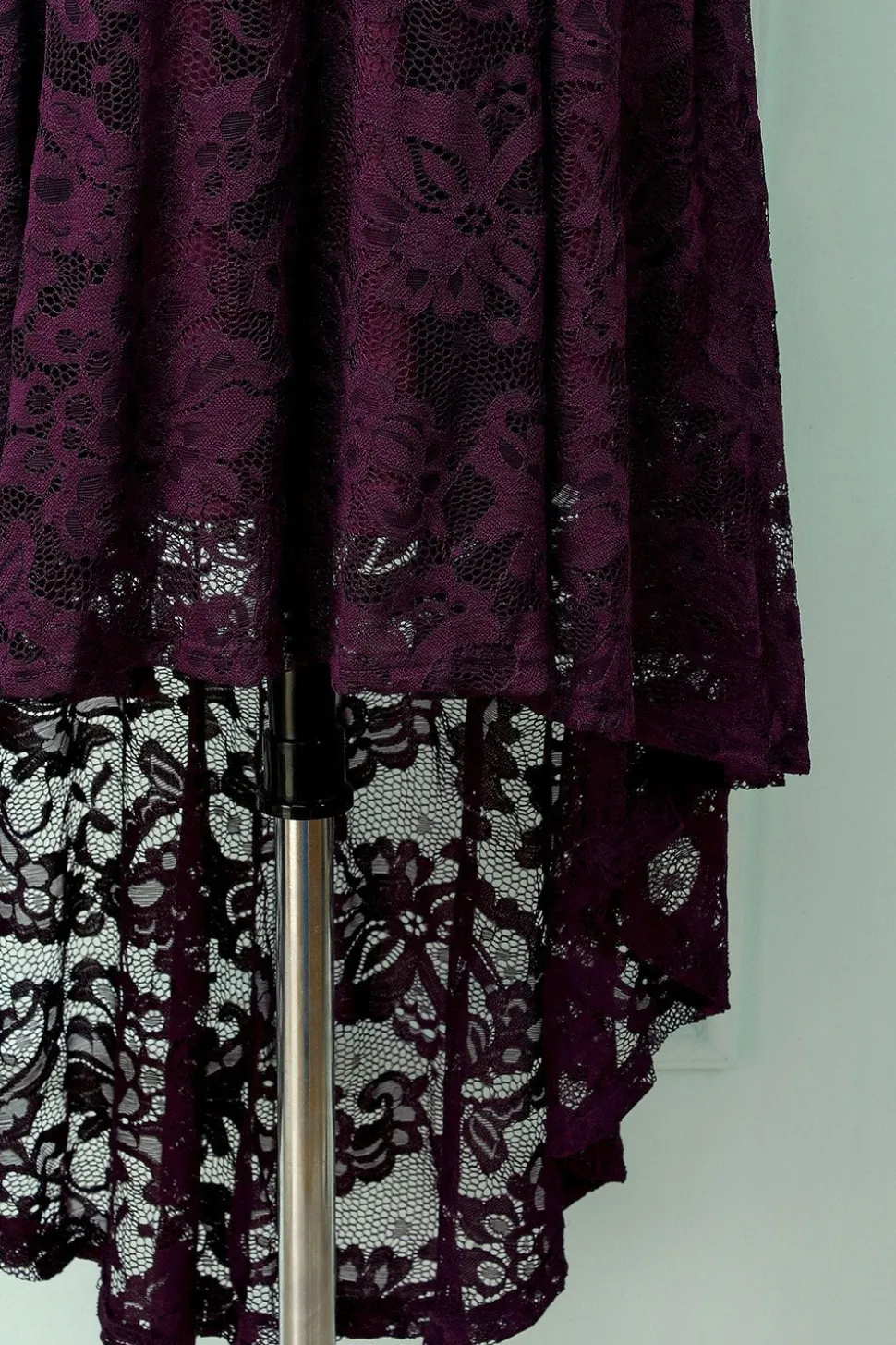 Púrpura Vestido de Renda Midi