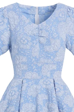 Puff Sleeves Jacquard 1950s Dress