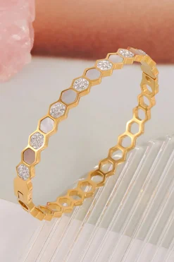 Pulseira de aço inoxidável de titânio banhado a ouro