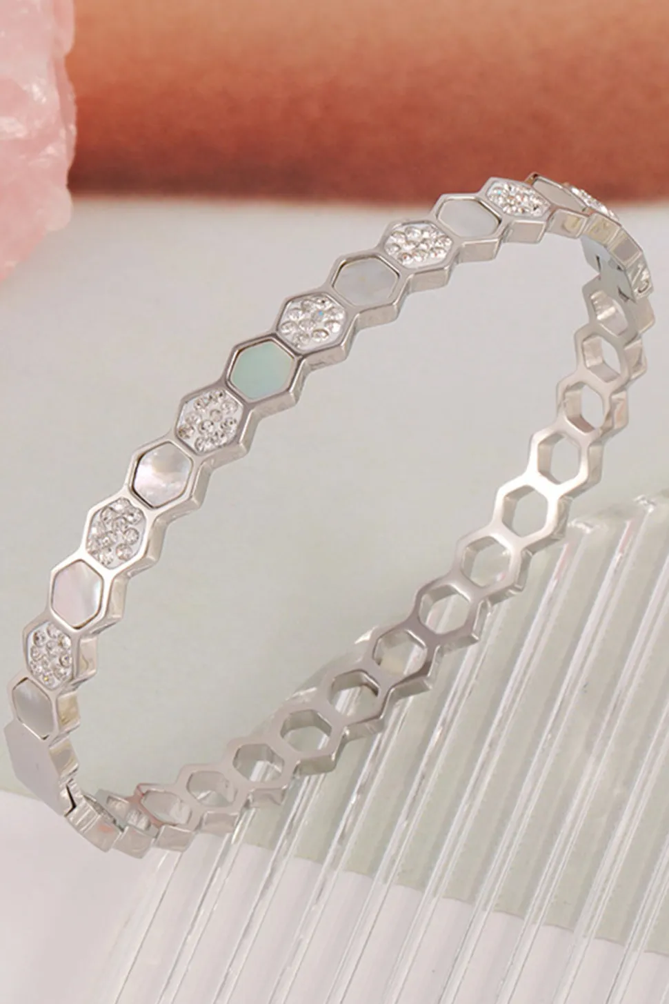 Pulseira de aço inoxidável de titânio banhado a ouro