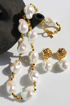 Pulseira de ouro pérola em forma