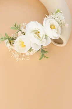 Pulso Branco Corsage Pulseira Floral Artesanal Verde Pente de Cabelo Floral Peça de Cabeça de Noiva