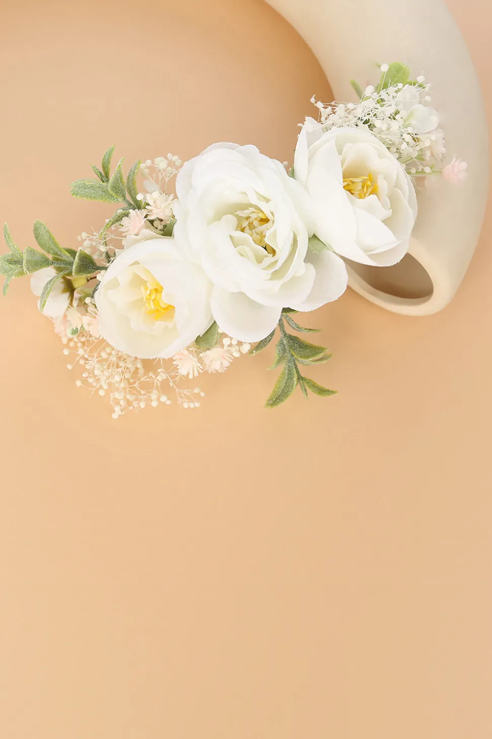 Pulso Branco Corsage Pulseira Floral Artesanal Verde Pente de Cabelo Floral Peça de Cabeça de Noiva
