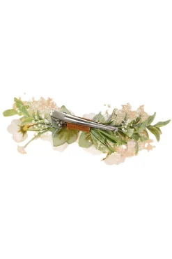 Pulso Branco Corsage Pulseira Floral Artesanal Verde Pente de Cabelo Floral Peça de Cabeça de Noiva